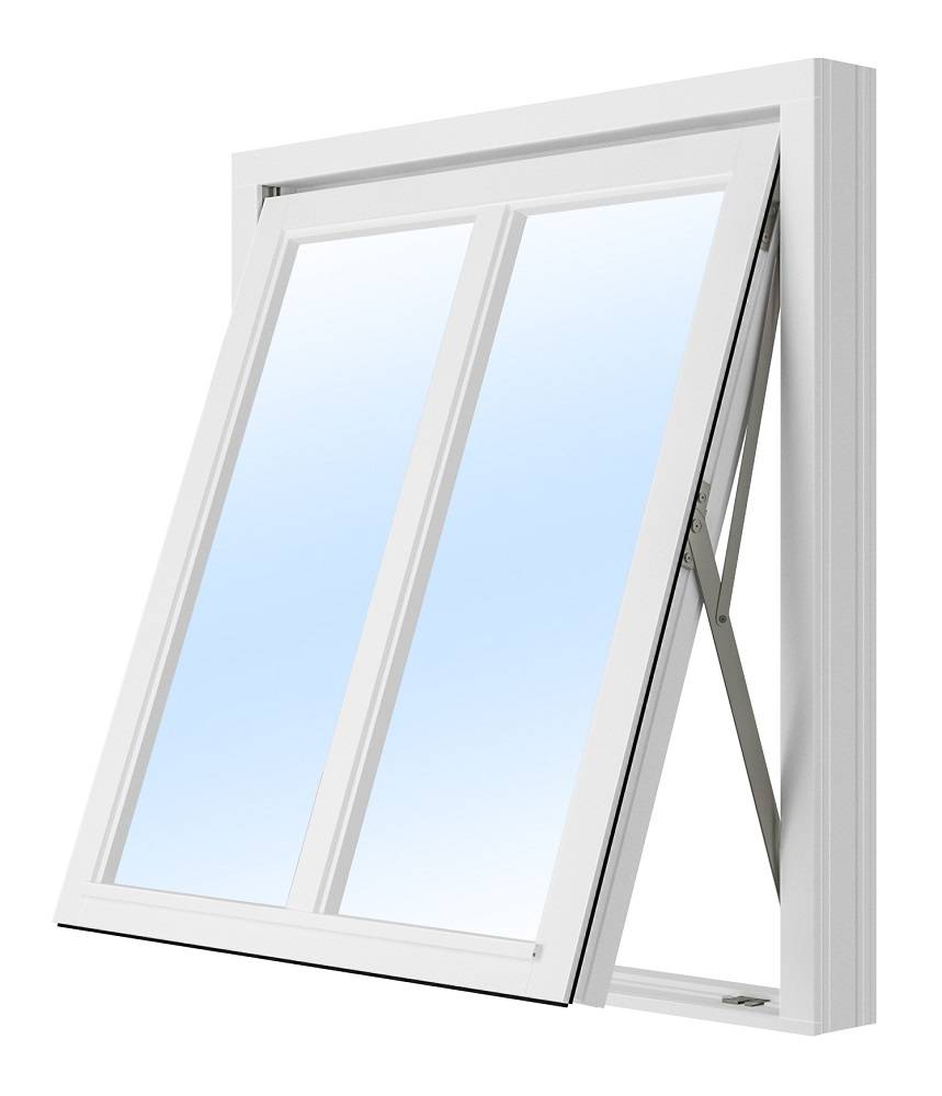 Vridfönster med mittpost - 3-glas - trä - U-värde 1,1 11x11 Frostat glas Spaltventil vit