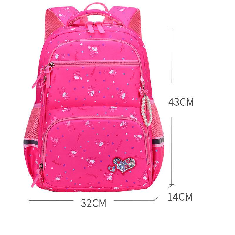 Fashion Cartoon Cute Princess Style Children Backpack - Rose Red / L