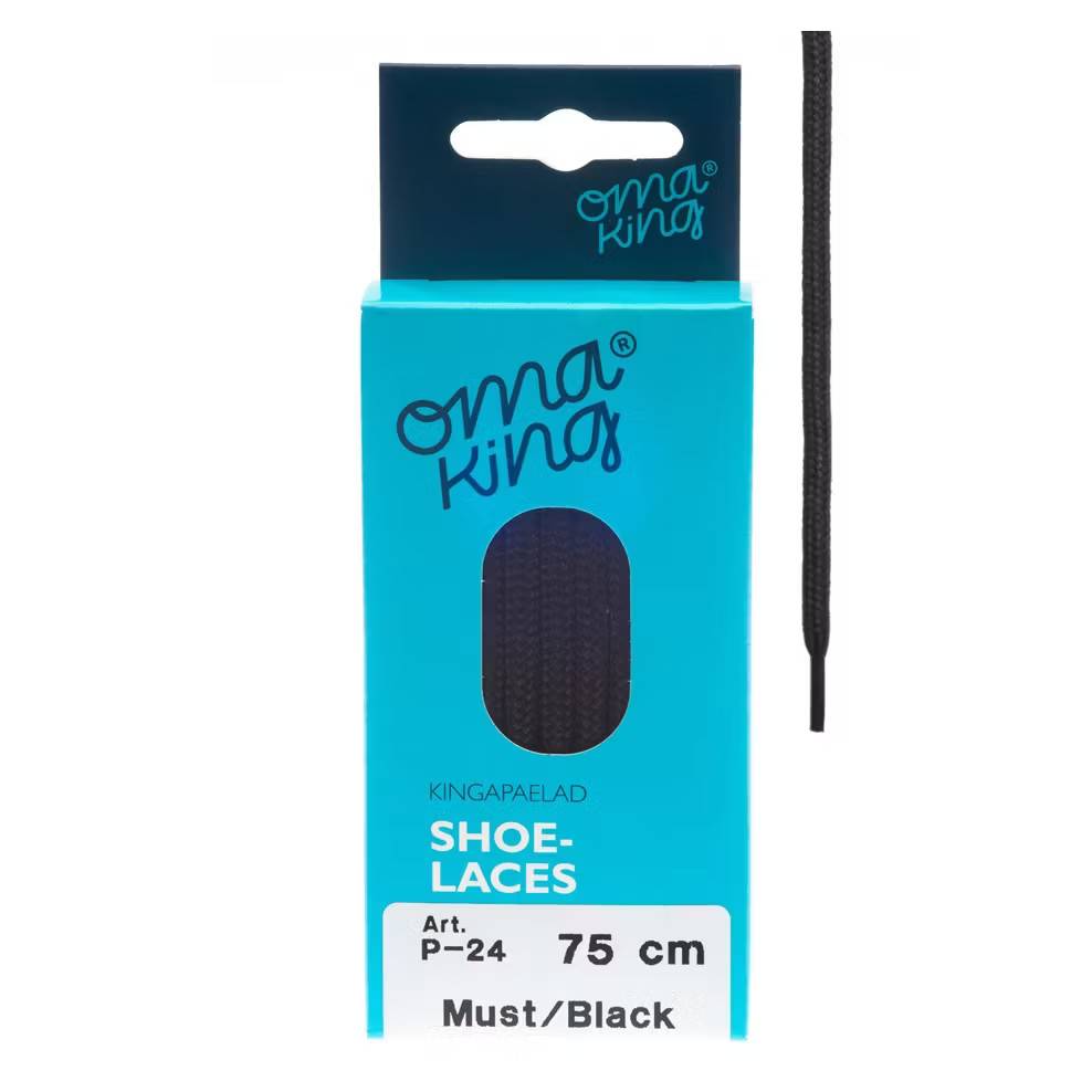 OmaKing shoelaces Polyester Black (120-180 cm): P24 120 cm