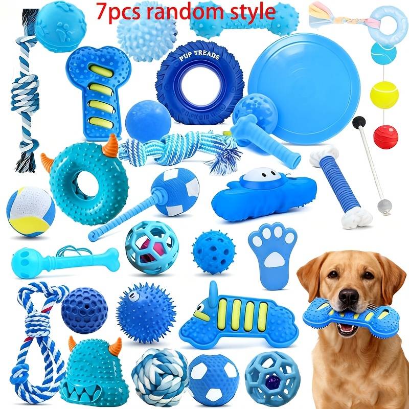 7pcs Toy Set, Pet Toy, Chew-resistant, Durable And Wear-resistant, Blue Is Dogs' Color, Suitable For Small Dogs, Dog Toy, Chew Toy, Random Style