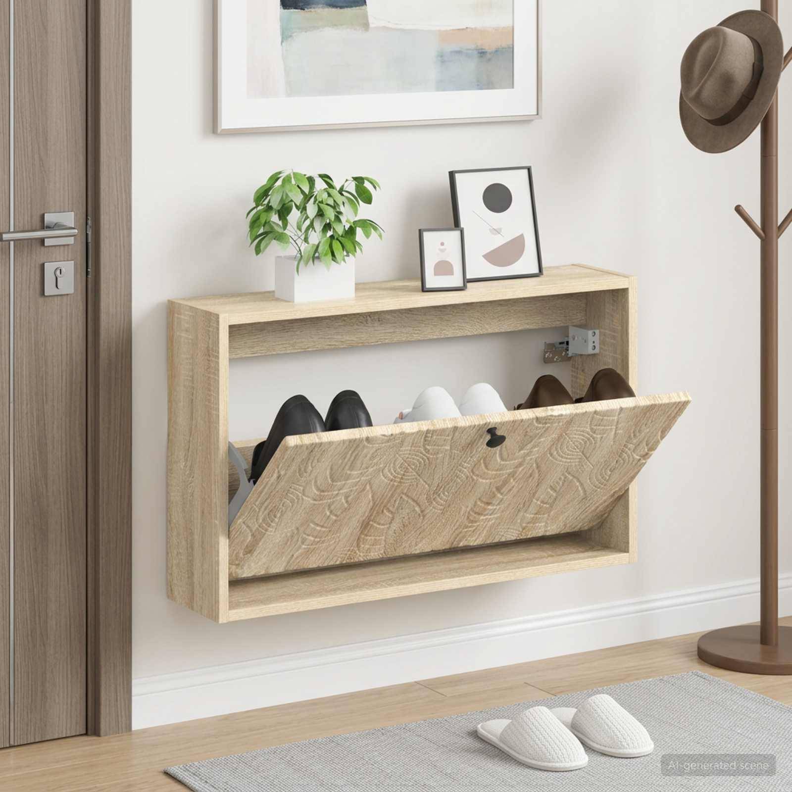 vidaXL Vægmonteret Skoskab DELFT 71 x 17 x 43 cm Konstrueret træ