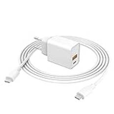 DEXPT Snabbladdare 30 W för Google Pixel 9/9 Pro XL/ 9 Pro/9 Pro Fold, Pixel 8 8a 8 Pro 7 7a 7 Pro, 6 6a 6 Pro, Samsung Galaxy, Xiaomi, iPad Pro 30 Watt Power Adapter och 1,8 m kabel