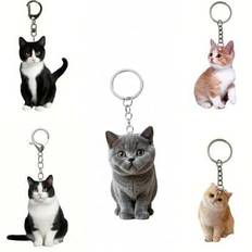 1pc Black & White Tuxedo Cat Keychain, 2D Acrylic Cat Pendant, Cartoon Black & White Cat Keyring With Double-Sided Design, Animal Keychain Pendant For - Multicolor - A,B,C,D,E,F,G,H,I,J