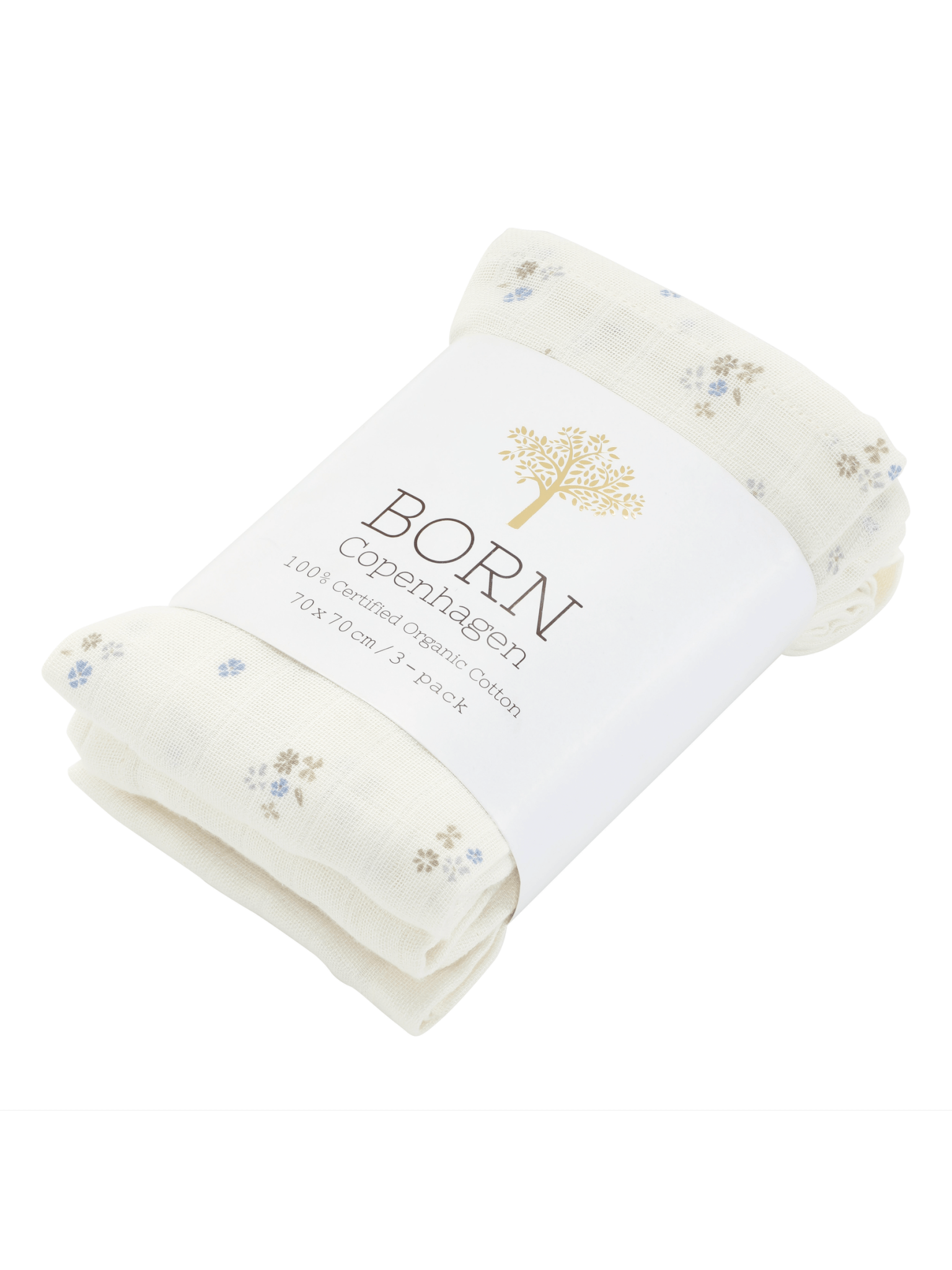Muslin stofbleer i økologisk bomuld | (3-pak) | 70 x 70 cm | Born Copenhagen, Petit Garden