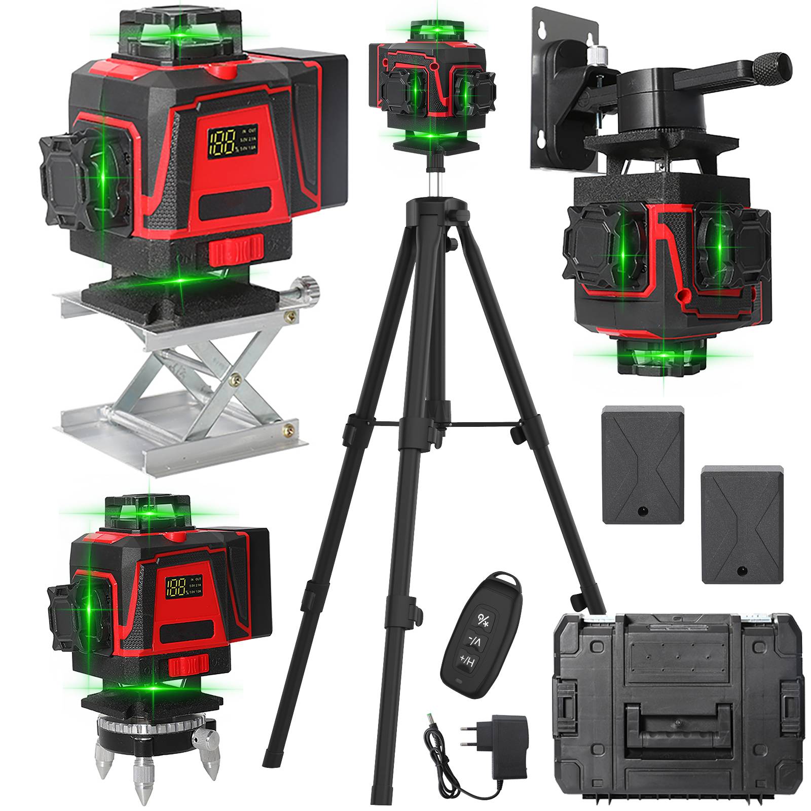 16 Line 4D Laser Level Self Leveling 360 Degree Horizontal And Vertical Remote Control Super Strong Green Crosshair Laser Level