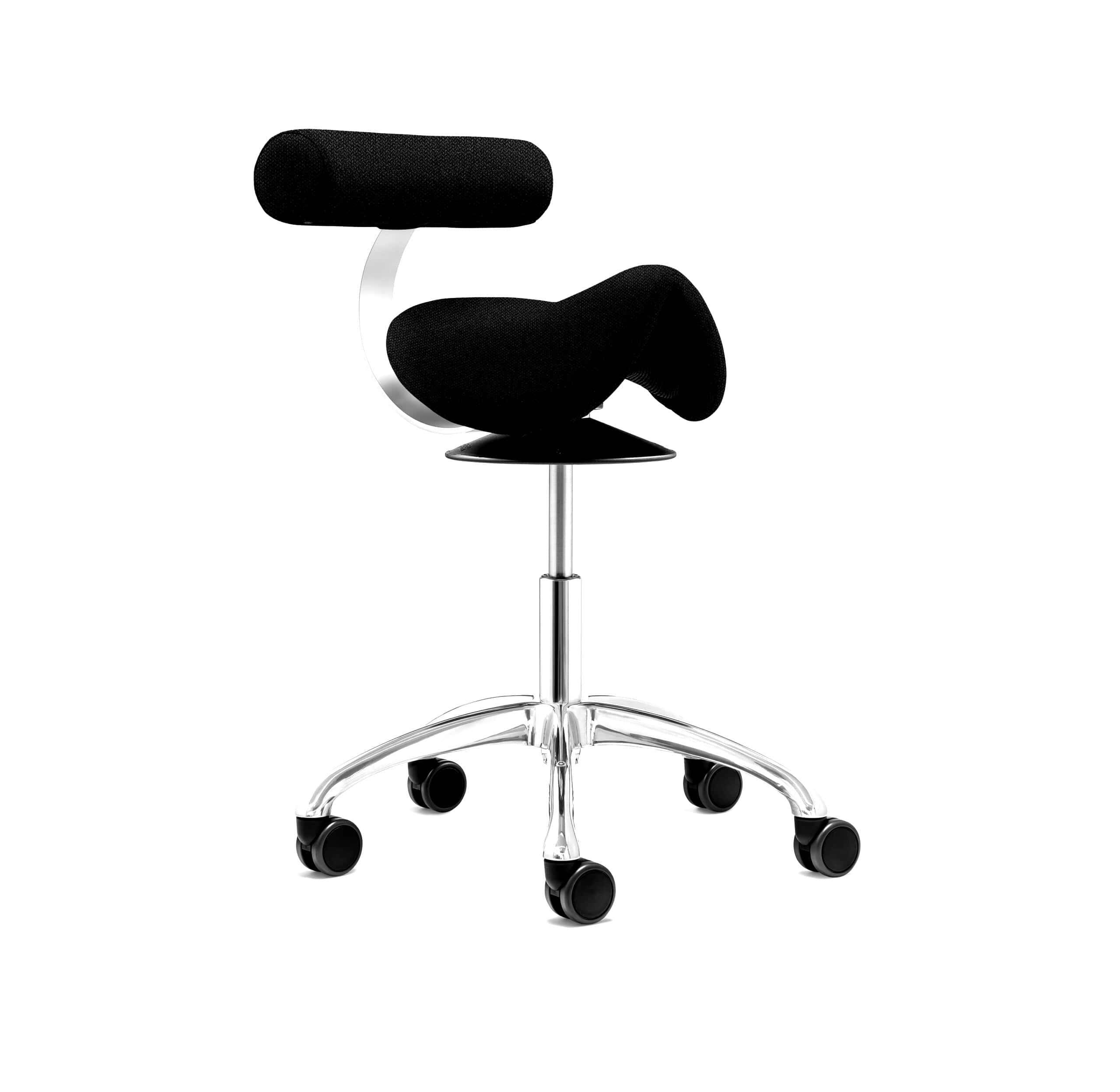 Roll Rodeo ergonomisk sadelstol med ryglæn & bevægeligt sæde - Sort - Læder.