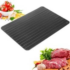 Snabb upptining mat skärbräda snabbt tina fryst kött kött skaldjur stek tallrik med is