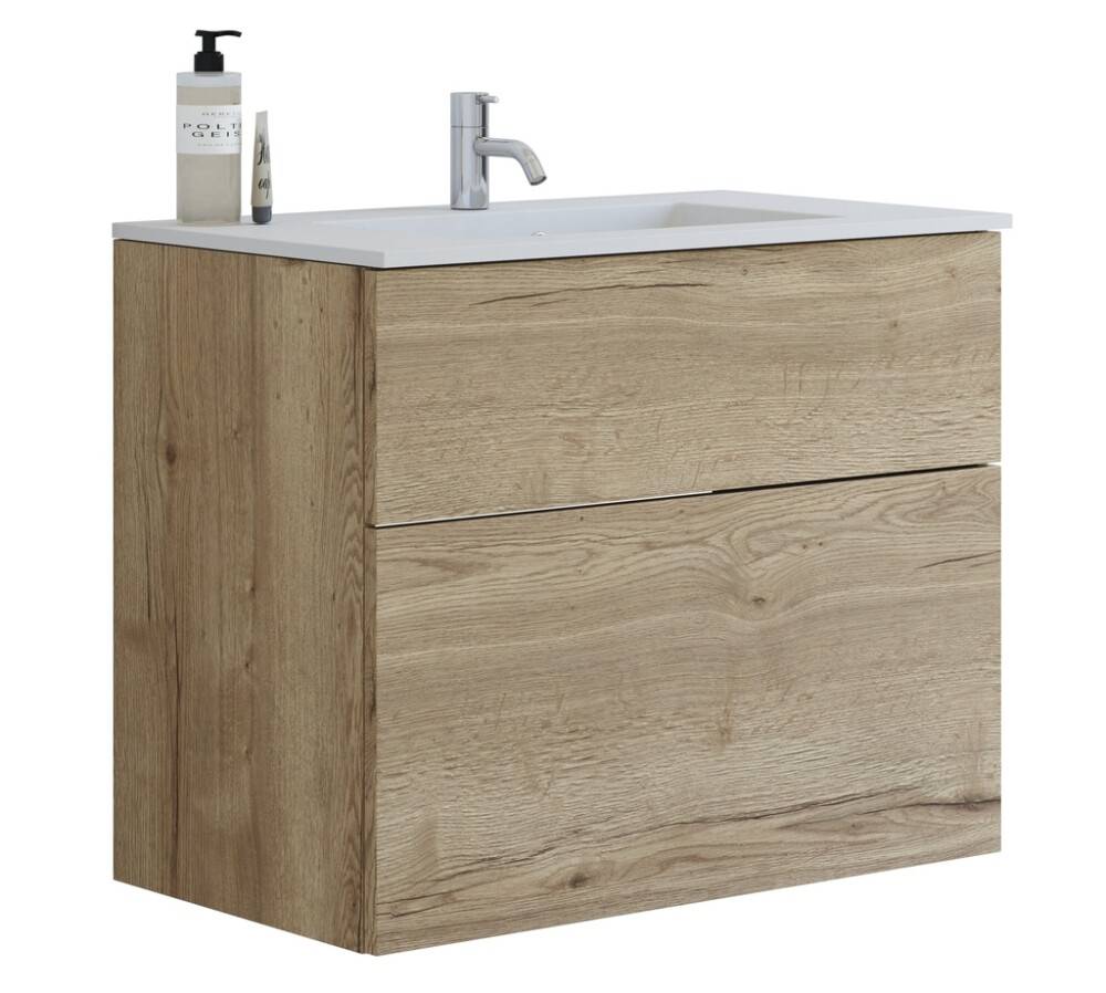Scanbad underskab med vask Delta/Micca natur eg m/push open 80 cm