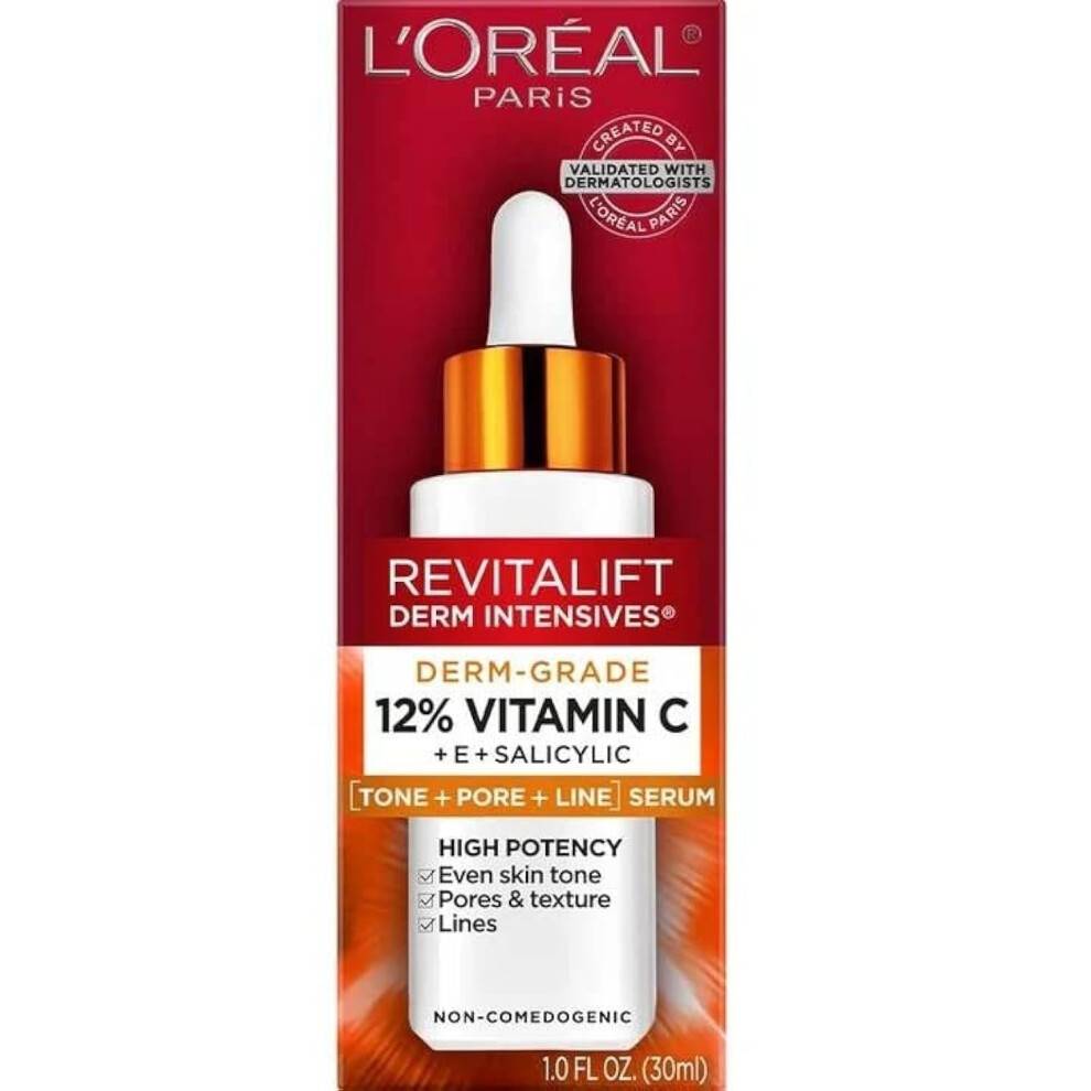 L'Oreal Paris Revitalift Derm Intensives Derm Grade 12% Vitamin C + E + Salicylserum 1,0 Fl. Oz. 0,32 pund