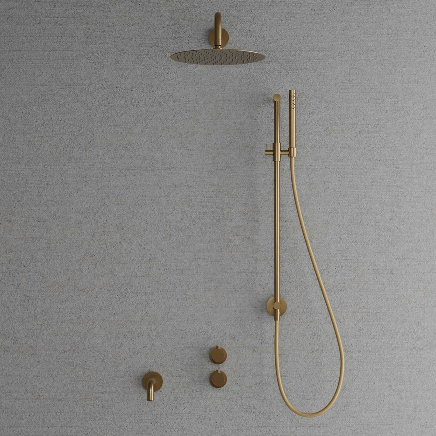 Takduschset Scandtap Steel Harmonized 6X med Badkarsblandare för Inbyggnad Sand