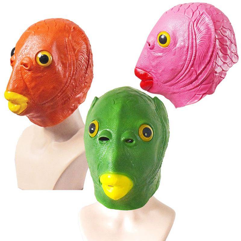 Första april Rolig Cosplay Kostym Mask för Män och Kvinnor Vuxen Fest Grön Fiskhuvud Mask Huvudprydnad för Sminkfest grön