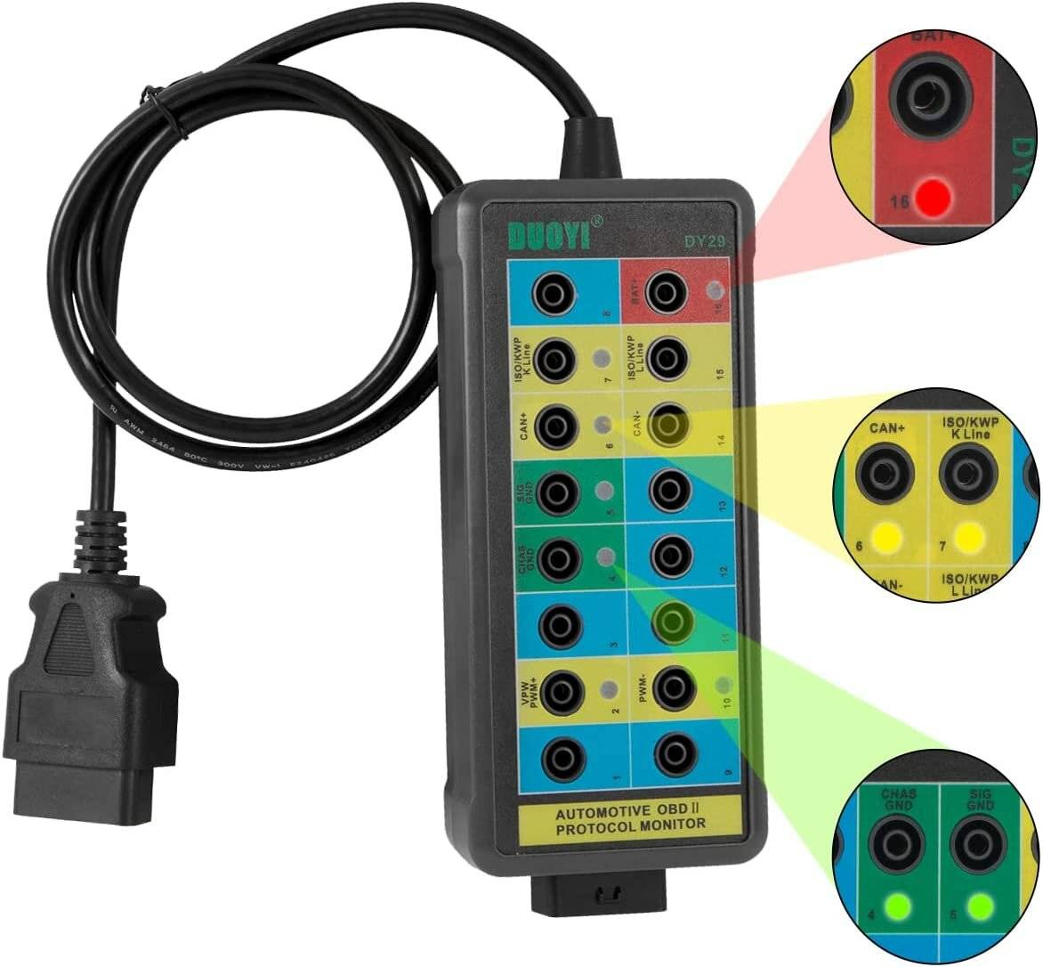 DY29 Automotive OBD Interface Diagnostic Protocol Detector Detekterar Diagnostiksignal Detektor