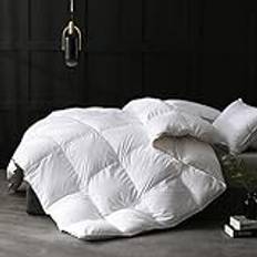 APSMILE Året runt duntäcke 155 x 220 cm gåsdun och gåsfjädrar, fjädertäcke 155 x 220 cm, hotellkollektion Duvet, lämplig för enkelsäng med värme naturligt duntäcke, 8 hörnregister (vit)