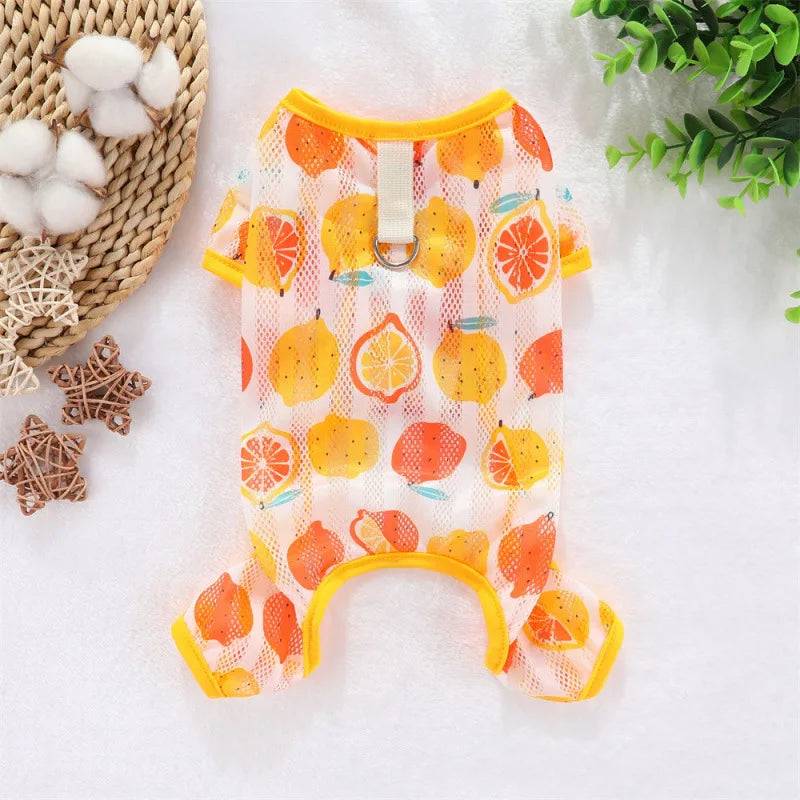 Breathable Mesh Cooling Jumpsuit for Small Dogs & Cats - Lemon / S (S)
