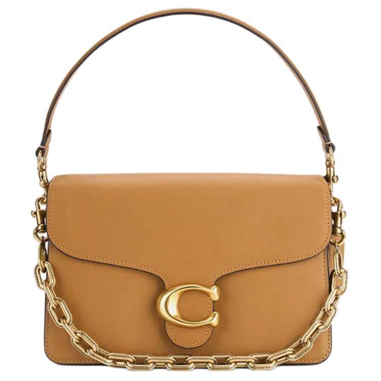 Coach Tabby 26 Gold Metal Logo Leather Shoulder Bag Medium Women shoulder bag Honey-Brown CAF52-B4T7J Basic Set (Bag+Dust Bag)