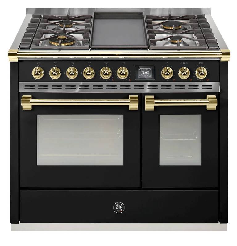 Ascot - Combi-steam - Gaskomfur 100 cm (2 ovne) + BBQ - Sort/Messing - Steel.