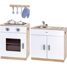 Legekøkken komfur og håndvask VIGA str. 40x34x55,5|64,5 cm - 2 dele pr sæt