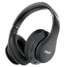 Uliptz Trådlösa hörlurar pannband, 65 timmars speltid, Bluetooth 5.3 HiFi med Mikrofon, 6 EQ-ljudlägen, för PC/telefon