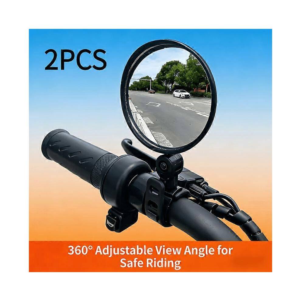 Adjustable Bicycle Mirrors with Acrylic Lens, 360 Rotation, Universal Handlebar Mount for Scooters, E-Bikes, and Bicycles (2 Pack)