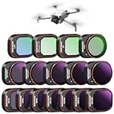 Neewer ND & CPL & Effektfilterset för DJI Mini 4 Pro, 16-pack HD ND16 ND32 ND64 ND128 ND256 ND512 ND1000 ND16/PL ND32/PL ND64/PL ND128/PL ND256/PL, UV, CPL, LPR, LPR, svart Diffusion 1/4