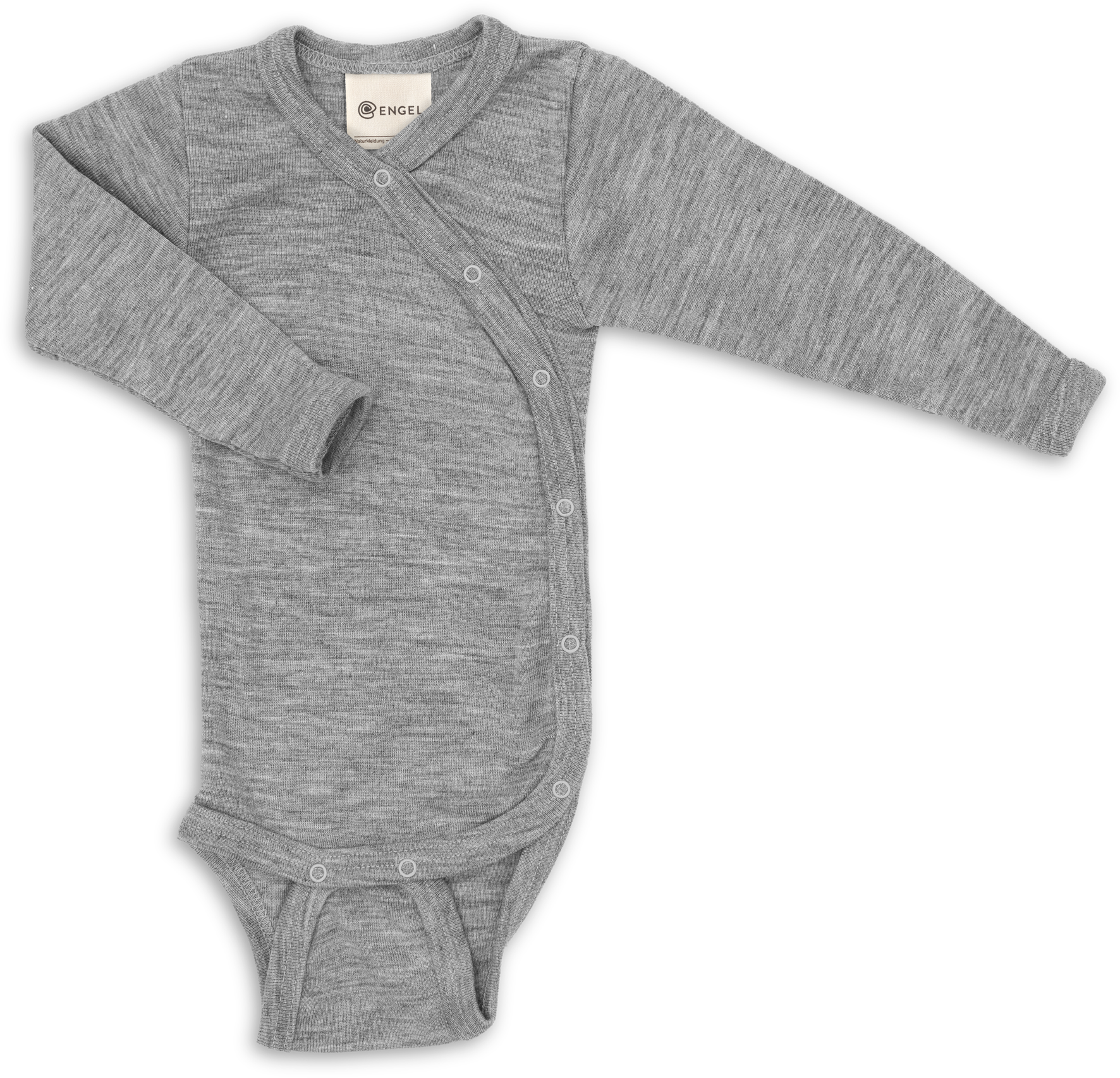 Engel | Wikkelromper van wol en zijde | Light grey melange - 74/80