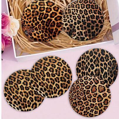 1 set/4 st/6 st Djurskinn och leopardmönster kiselgur lerunderlägg, muggunderlägg, kaffeunderlägg, hem- och restaurangdekoration för många tillfällen, - Multifärgad (1 set/4 st,1 set/6 st)