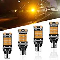 Alopee 4-pack W16W T15 LED interiörljus, bärnsten/gul Canbus felfria öppningar, 45SMD 4014 ersättande LED-lampor för sidomarkör registreringsskylt lampa (12-18V)