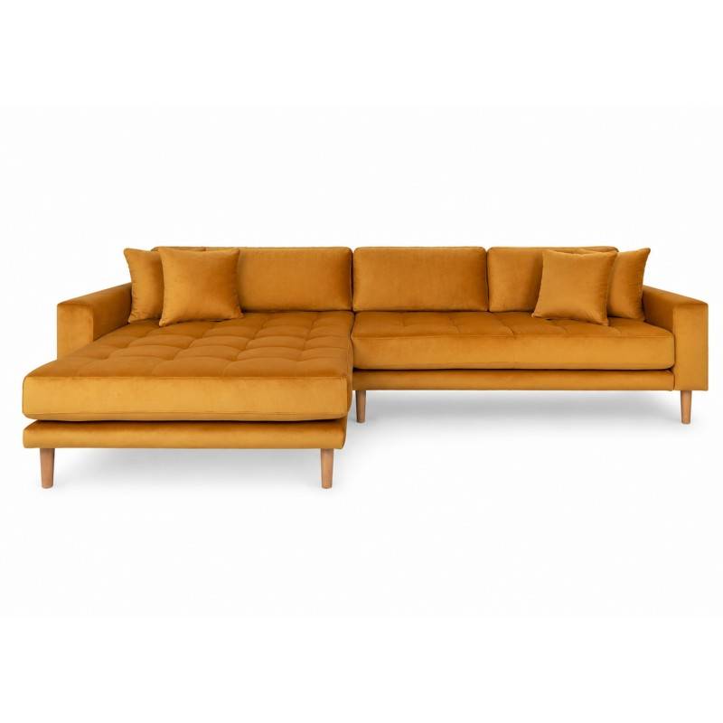 Torino Lounge Sofa i sennepsgul velour venstrevendt