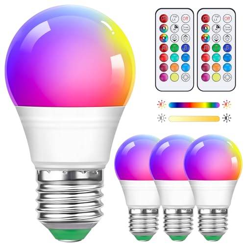 4 Stück 5W A50 Dimmbare Mehrfarbige Edison LED Lampe Mit Fernbedienung, E27 Schraubsockel, Farbwechselbirne, RGB+warmweiß, Energiesparbirne, Geeignet Für Alltagsbeleuchtung Und Stimmungsbeleuchtung