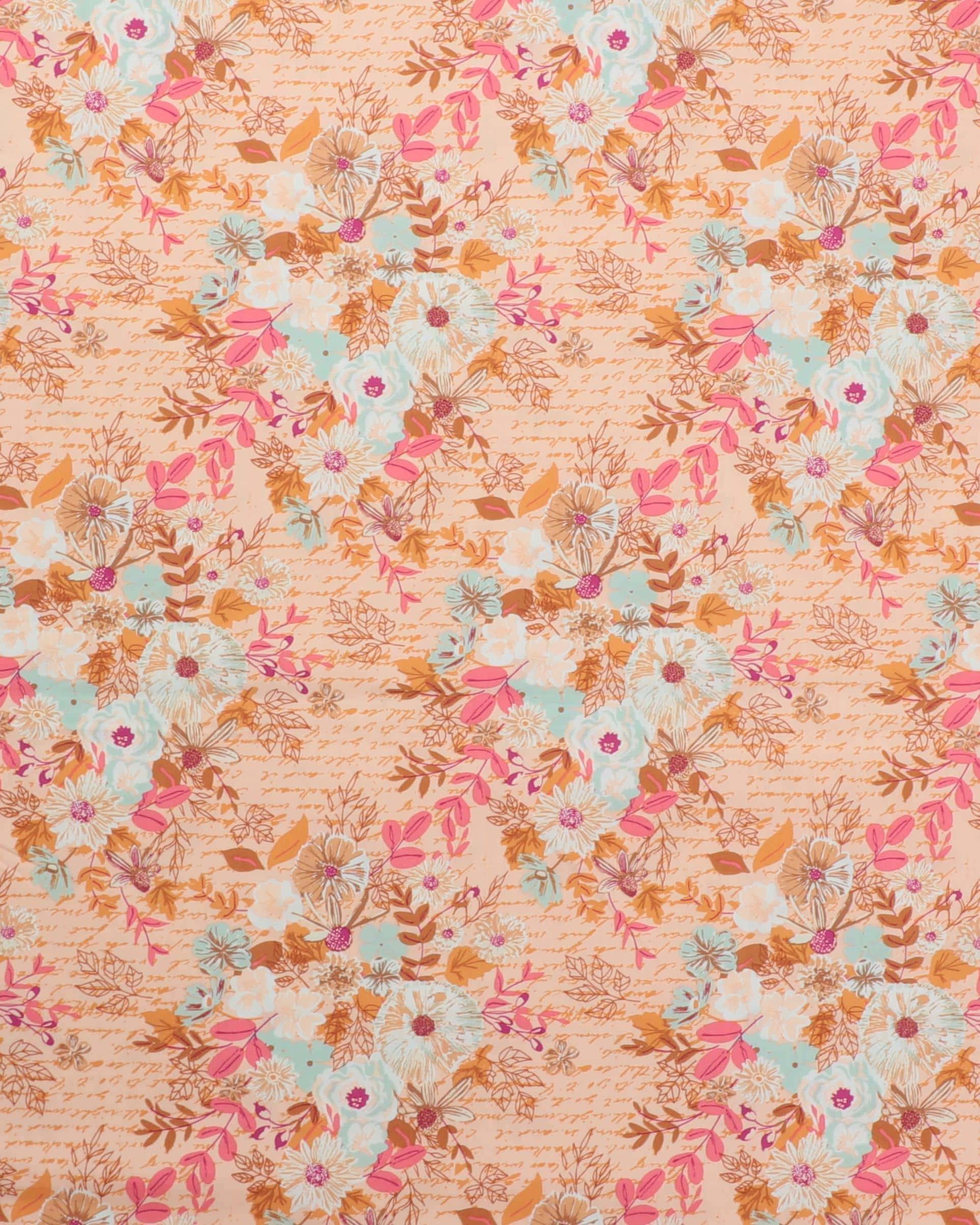 Blomster på lys fersken - Patchwork - 100% Bomuld