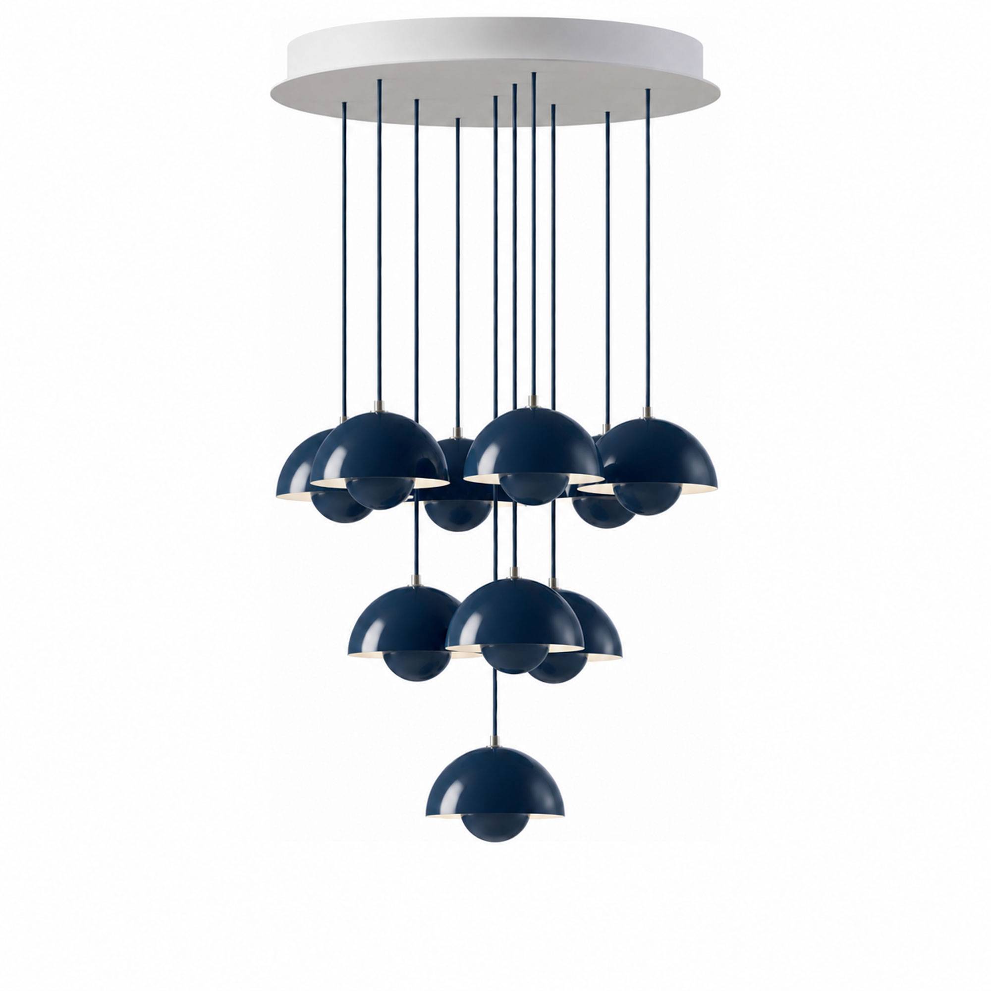 &Tradition - Flowerpot Chandelier VP10 10 Pendants steel blue - Takkronor - Verner Panton - Blå