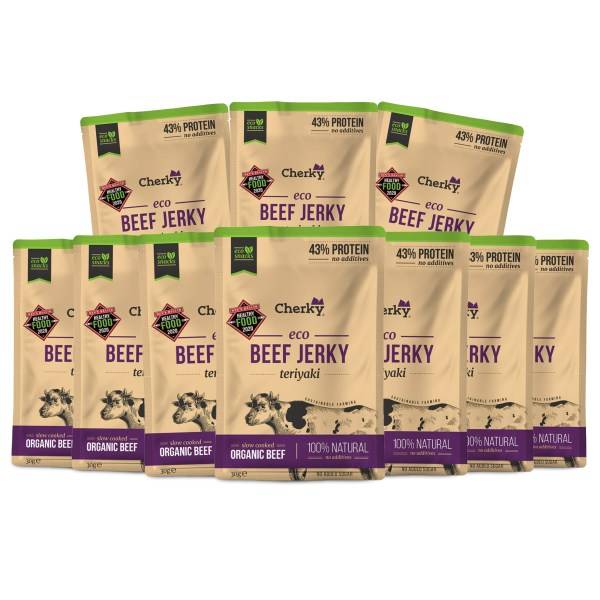 Cherky Foods Beef Jerky Eco, Teriyaki, 10-pak