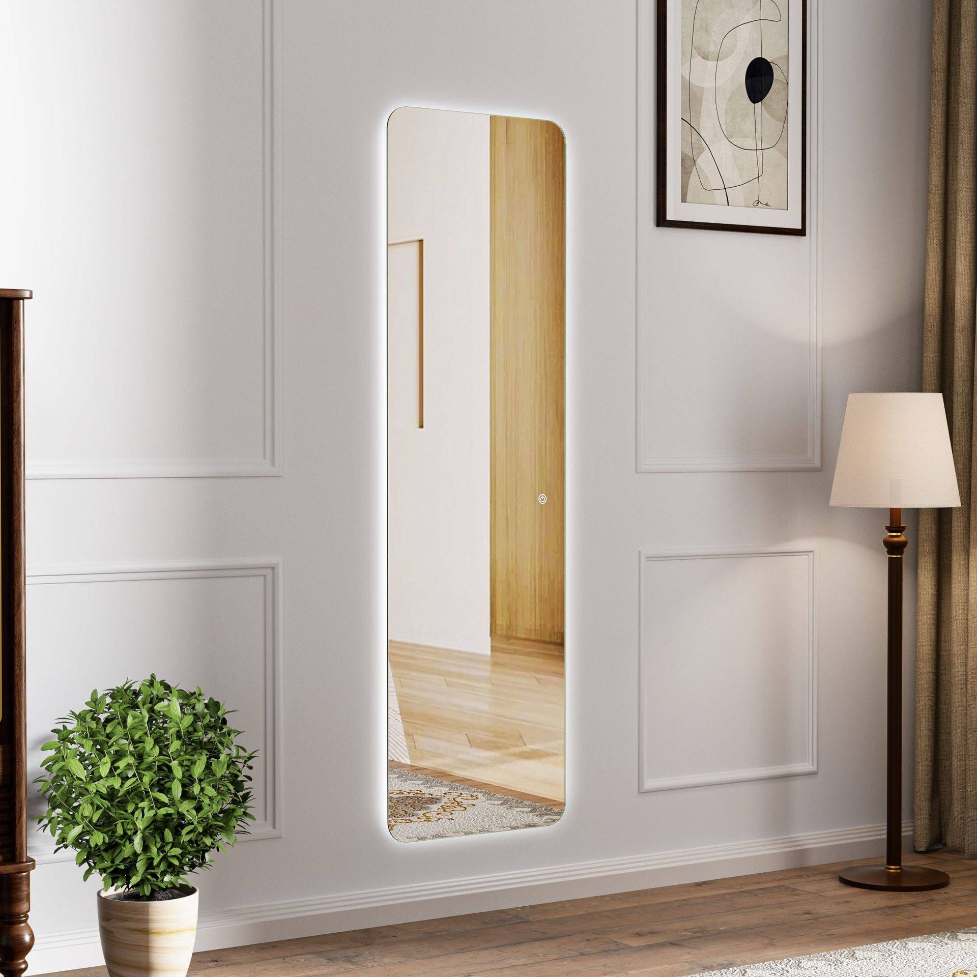 Stor spegel 170x50 cm | Justerbar LED-belysning med dimmer Katarina - Badrumsbelysning Silver Glas