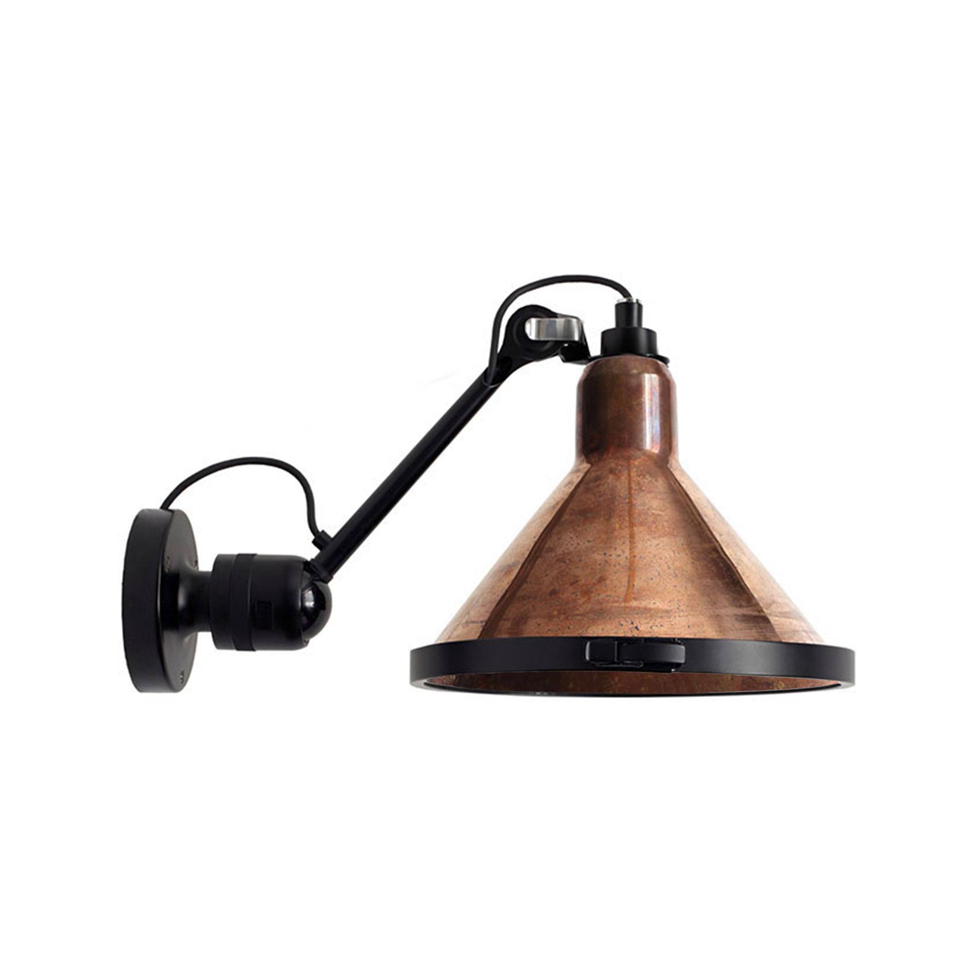 DCWéditions - Lampe Gras No 304 XL Outdoor Seaside Conic Black/Raw Copper - Vägglampor utomhus - Bernard-Albin Gras - Koppar
