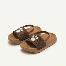 Barn Pojkar Flickor Hedgehog & Squirrel Anti-slip öppen tårem Platt Casual Bekväma sandaler, lämpliga för sommaren - Brun (EUR20,EUR21,EUR22,EUR23,EUR24,EUR25,EUR26,EUR27)