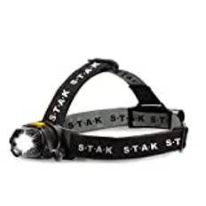 “Stak Front LED Rechargeable Battery 2200 mAh Head Lamp IPX4 Motion Sensor, 900lumen, 5h Duration, Running, Fishing, Camping, Yard, Black