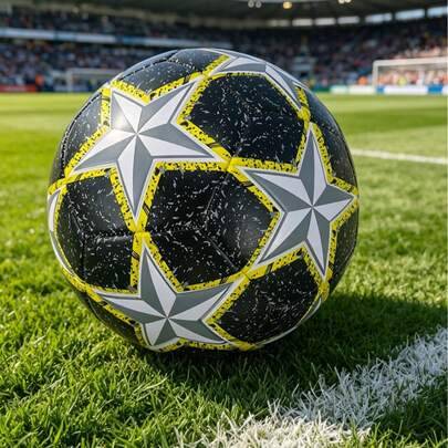 1 st storlek 5 standard fotboll, inomhus/utomhus universell, tävling/träning, uppblåsbar i PU-läder, svart flerfärgad, lagidrott, fotboll (skickas def - Multifärgad (Storlek 5)