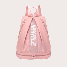 Ryggsäck Sport Beach Gym Bag Med En Front Dragkedja För Kvinnor Män Med Skoförvaring - Rosa (En-Storlek)