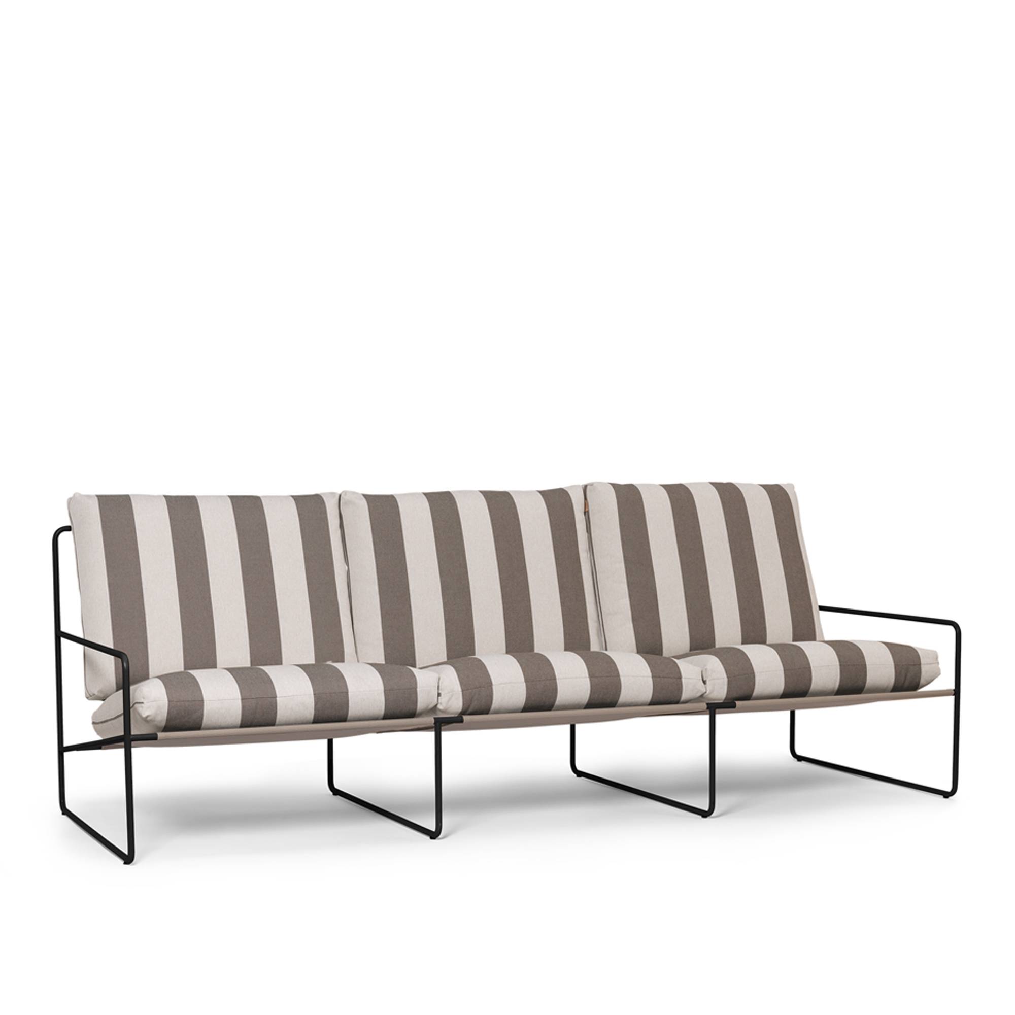 Ferm Living - Desert 3-seater Black Stripe - Chocolate - Soffor utomhus