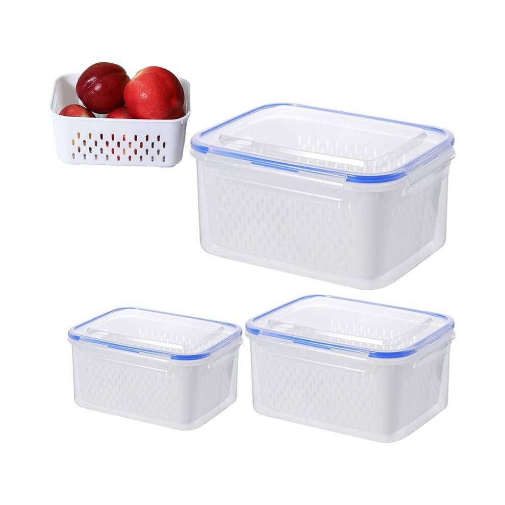 Fruit Storage Containers for Fridge, Kitchen Food Container with Removable Colander,Refrigerator Storage Box for Freezer