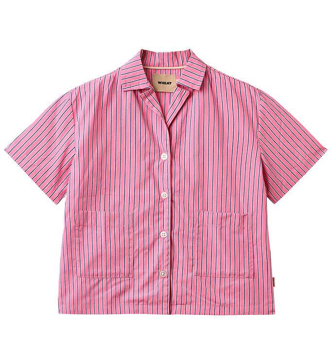 Wheat Skjorte k/æ - Vilma - Pink Stripe - Wheat - 5 år (110) - Skjorte K/Æ