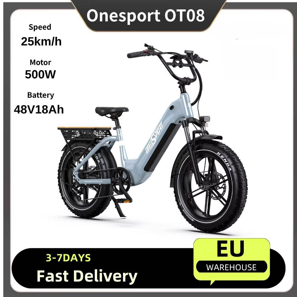 ONESPORT OT08 Elcykel 500W Motor 48V 18Ah Batteri 20 Tum Fat Tire Elcykel med Hydraulisk Skivbroms för Alla Terränger