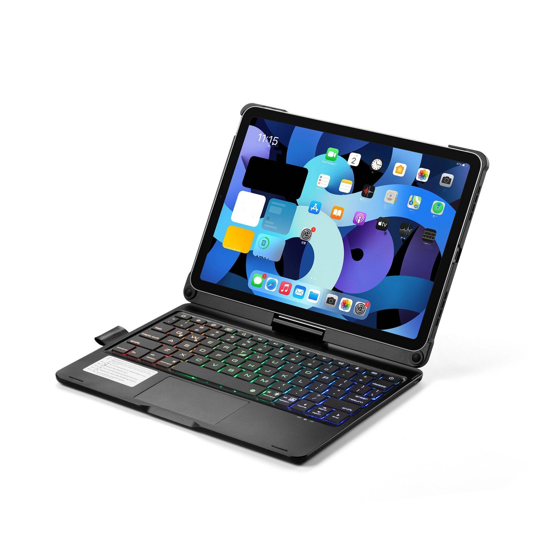 12.9 Inch Wireless Backlit Touch Rotary Bluetooth Keyboard - Black / IPadAir4 10.9inch11inch