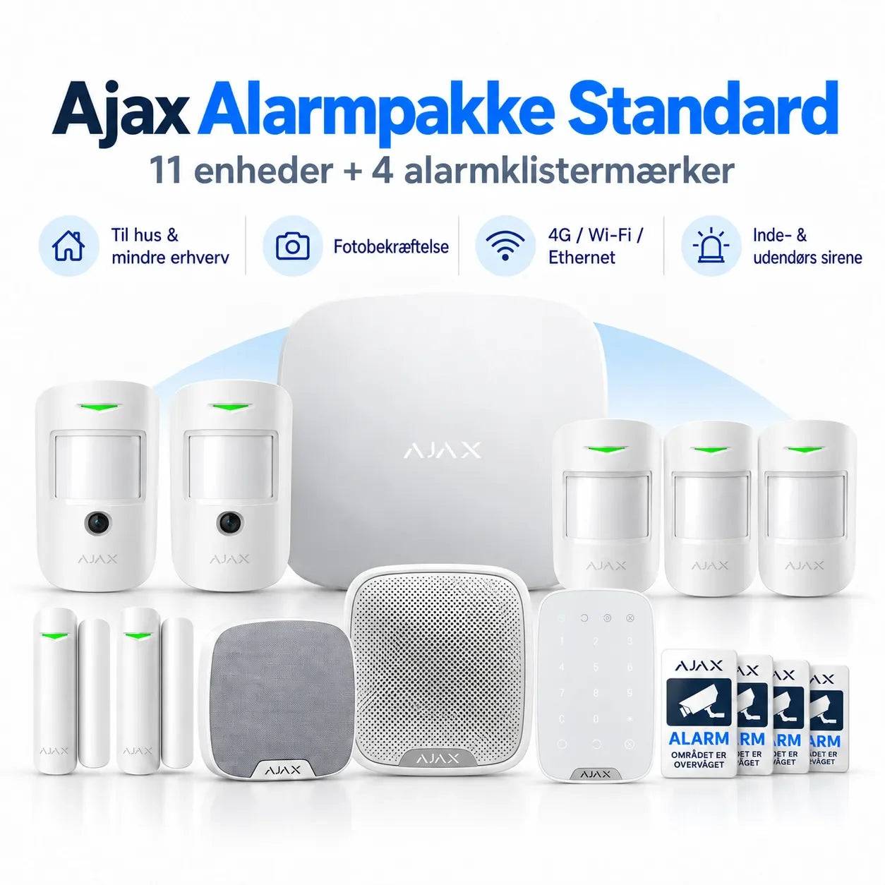 Ajax Alarmpakke Standard – Trådløs tyverialarm med fotobekræftelse