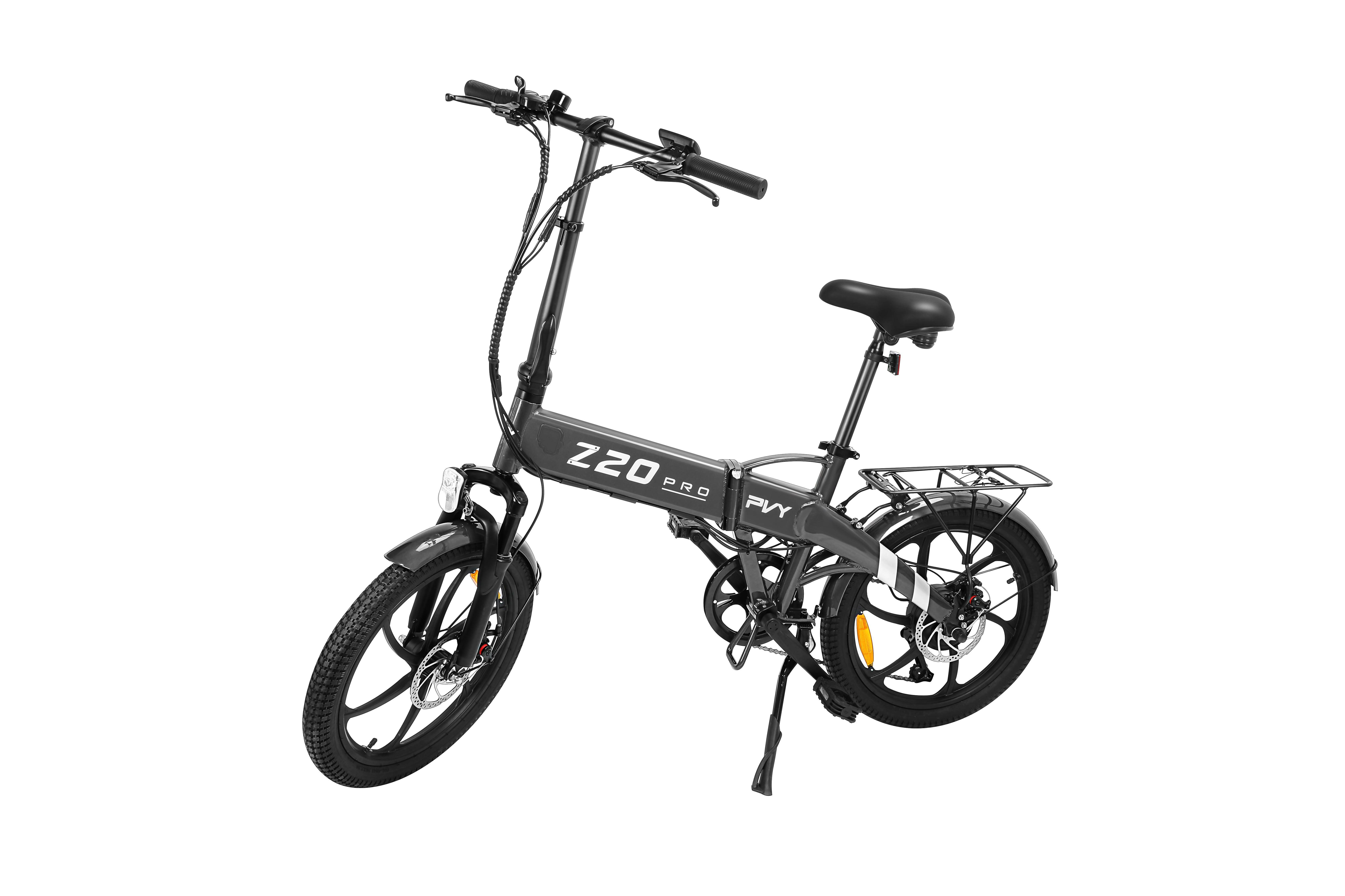 PVY Z20 PRO Vuxen Elcykel 500W Borstlös Motor 36V14Ah Litiumbatteri 20-tums Hjul Idealisk för Stadspendling Utomhusäventyr grå