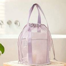 Lightweight Mesh Shower Bag, Toiletry Bag, Portable, Quick-Drying And Breathable, Lightweight, Travel Toiletry Bag, Easy To Carry, With Zipper Handle, - Multicolor - Black,Purple,Green,Beige,Navy Blue