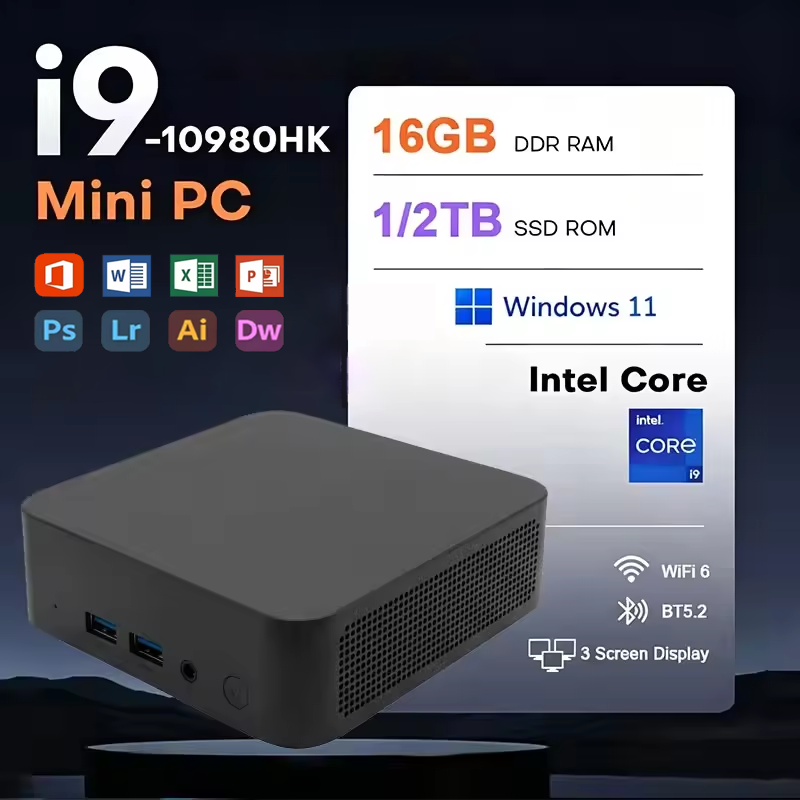 2026 Mini PC Intel Core I9 10980HK WIFI 6 BT5.2 Gaming Computer Windows 11 16GB 32GB RAM 2TB SSD With 3 Years Warranty