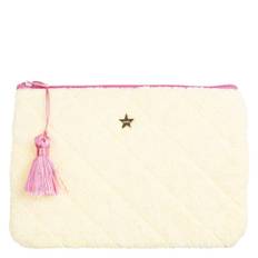 DARK Terry Quilted Small Pouch Pale Yellow With Bubblegum Pink