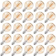 Hcnew 25 stycken G40 1 W LED små glödlampor E12 220 V varmt vitt glas 2 200 K LED-lampor ersätter G40 7 W glödande för fest trädgård bröllop dekoration ljuskedja ersättning glödlampa