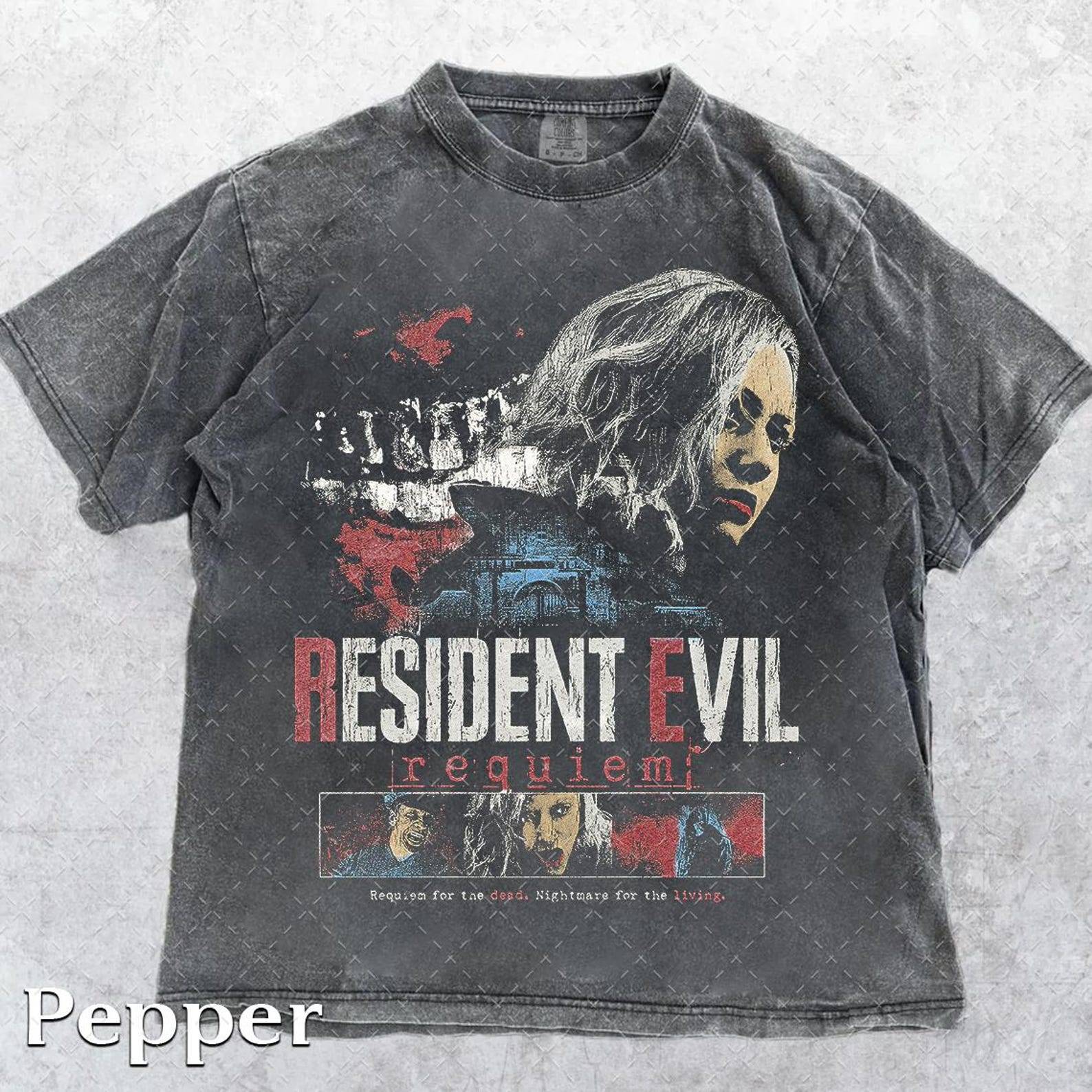 Comfort Colors® 1717 Vintage Resident Evil 9 Requiem T-shirt, Resident Evil T-shirt, Gåva för kvinna och man Unisex cm black